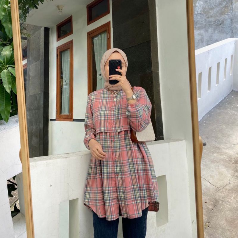 Adyra Flanel tunic tunik carla size S outfix new