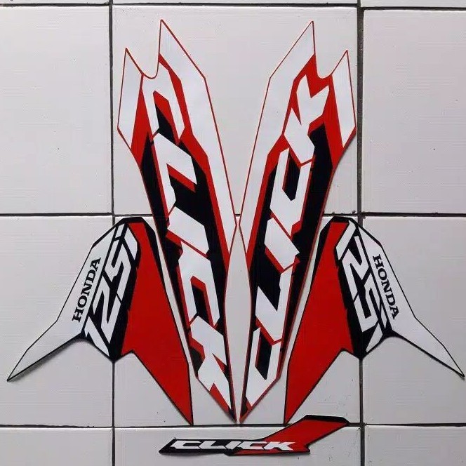 stripping sticker lis motor standar Honda Vario click 125 tahun 2018 warna merah_Hitam ready stock