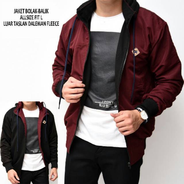 JAKET AA BOLAK - BALIK MARUN-HITAM / JAKET 2IN1 MARUN-HITAM