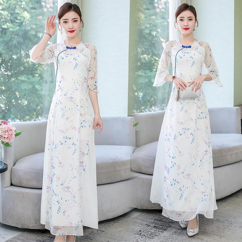 large size women's wear Chinese style retro new improved cheongsam young republic