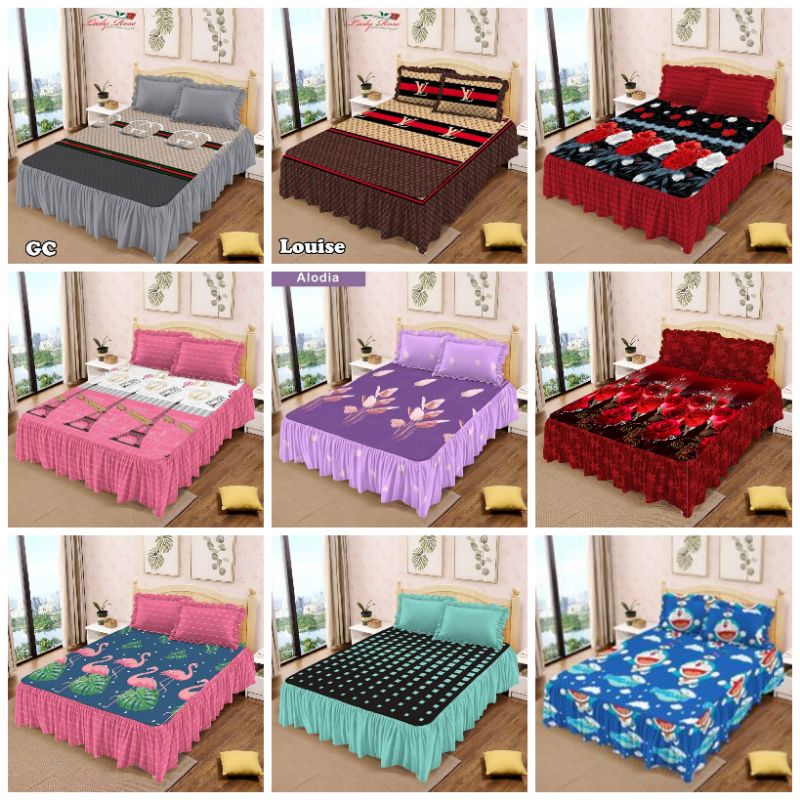 Sprei Lady Rose Ladyrose King RUMBAI Ukuran 180x200 cm 3D 3in1 Disperse Kualitas Premium