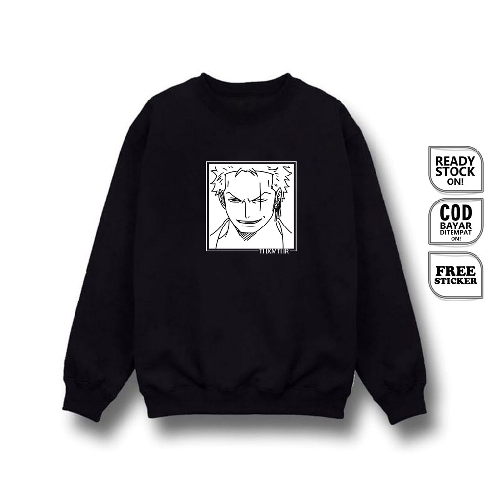 SWEATER CREWNECK ONE PIECE RORONOA ZORO PIRATE LUFFY SANJI NAMI USOPP FRANKY NICO ROBIN ANIME MANGA