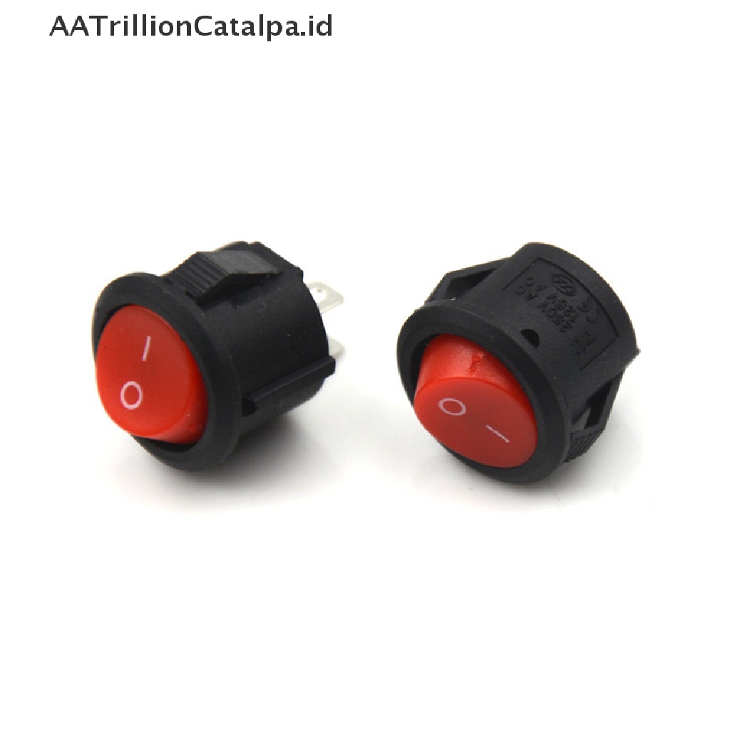 10 Pcs Saklar Rocker ON-OFF 2 Pin Bentuk Bulat Diameter 16mm 3A / 250V Untuk Perahu