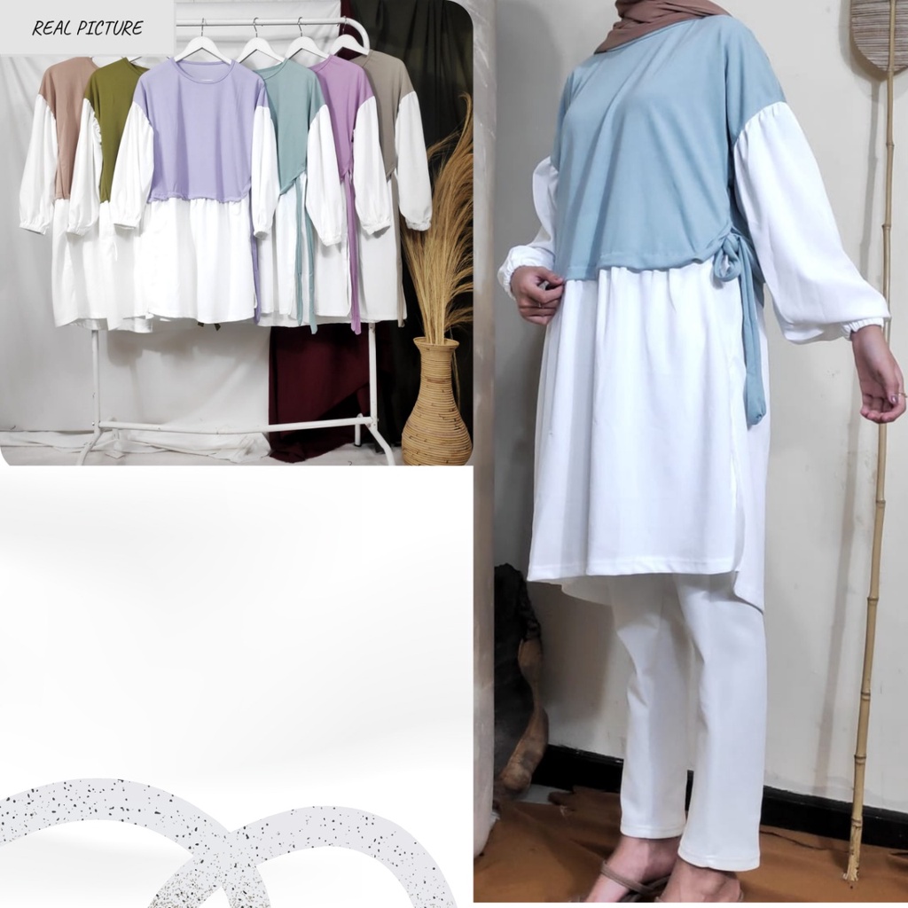 Dailythings Tunik JUMBO  Muslim Tangan Polos Livy Fit L-XXL LD 110cm Panjang 90cm