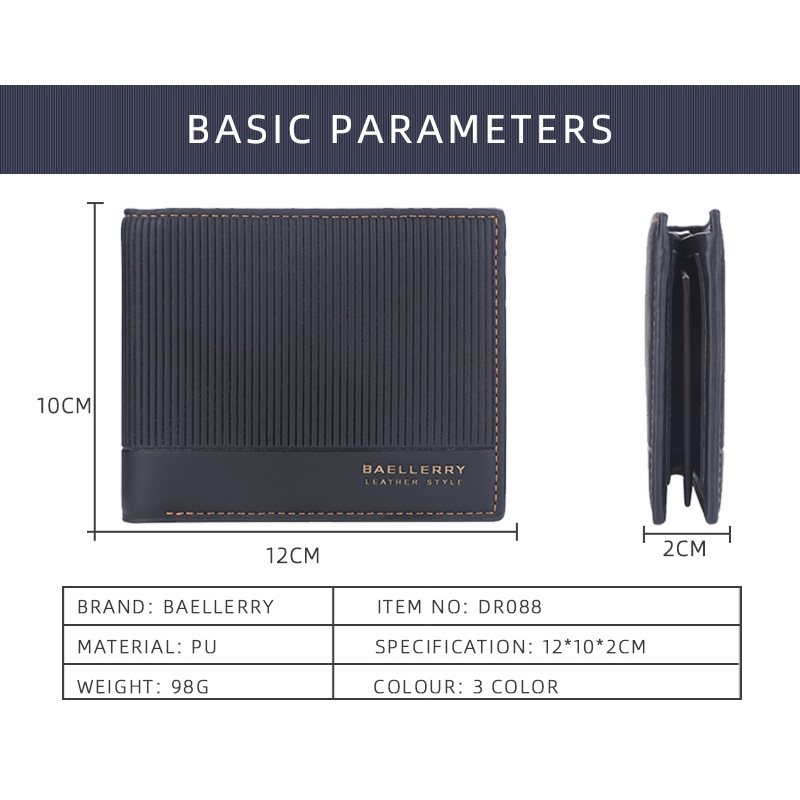 BAELLERRY DR088 Dompet Pria Bahan Kulit PU Leather Premium WATCHKITE WKOS
