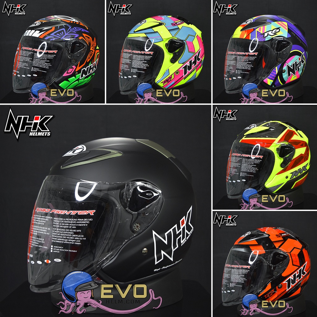 NHK R6 SOLID SEMUA WARNA ORIGINAL HELM NHK HALF FACE SINGLE VISOR - ONGKIR 2KG