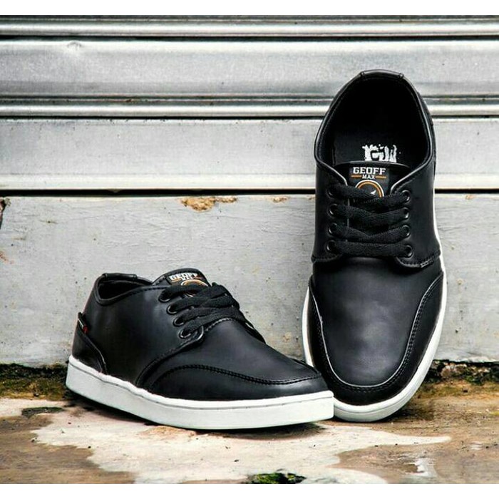 Sepatu Sneakers Original Geoff Max Authentic Leather Black White