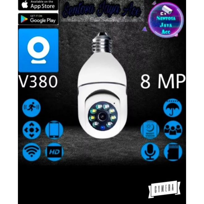 CCTV LAMPU V380 8MP KAMERA CCTV WIFI LAMPU CCTV 360 V380 PRO 8 MP COLORVU 24 Jam Full Color