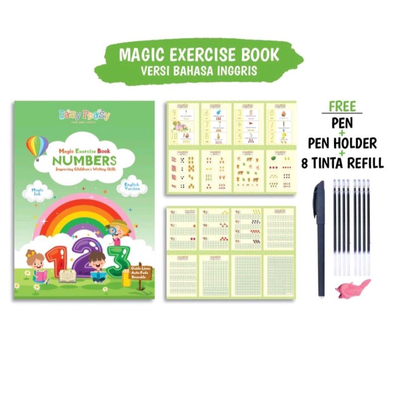 Mainan Edukasi Buku Belajar Menulis Huruf Angka Magic Exercise Book