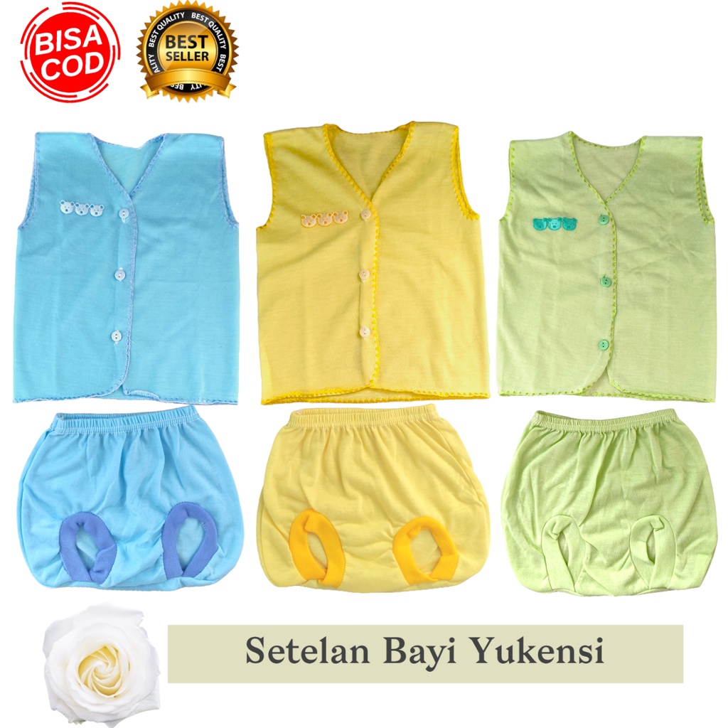 Setelan Baju Bayi Yukensi Newborn (0-4 Bukan) Satu Set Baju Bayi dan Celana Bayi Kaos Polos Baju Yukensi Kutung Celan Pop Celana Kodok Oneset Baju dan Celana Baru Lahir