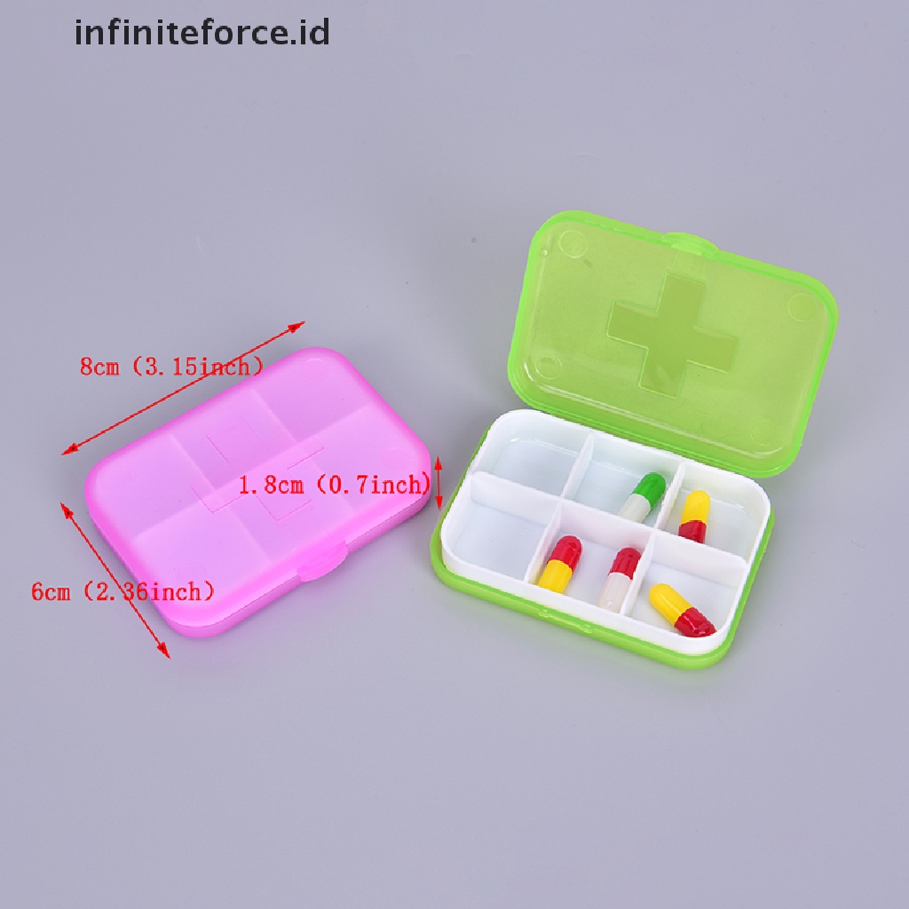 (Infiniteforce.Id) Kotak Penyimpanan Obat / Pil 6 Slot Portable Untuk Travel