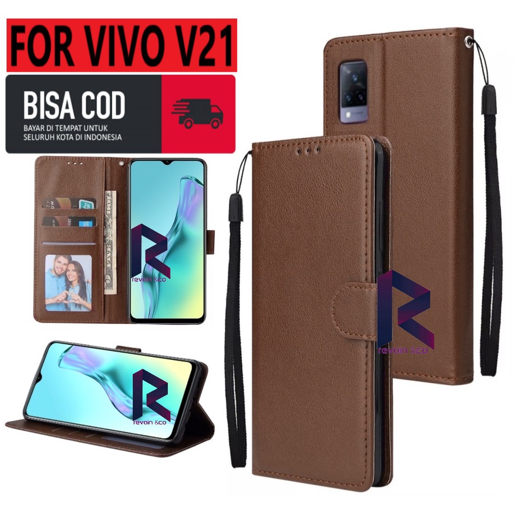 NEW VIVO V21 CASE FLIP WALLET LEATHER KULIT PREMIUM SARUNG BUKA TUTUP FLIP CASE VIVO V21