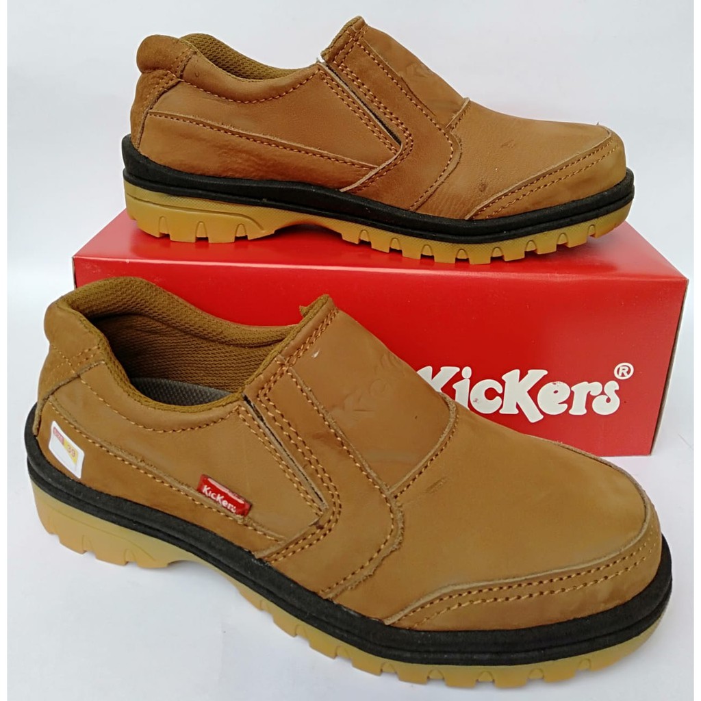 Sepatu kulit kickers pria casual asli original santai kasual slip on tanpa tali terbarumurahselopCOD