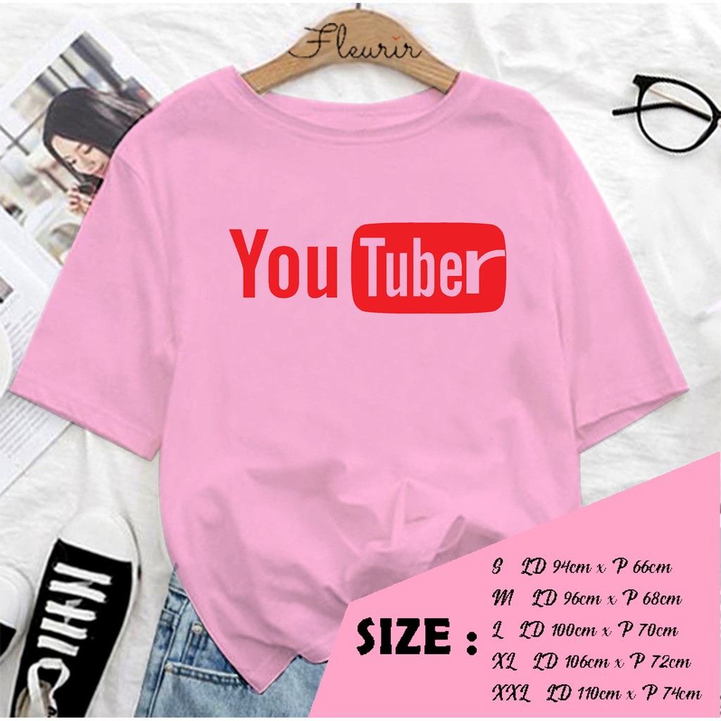 FLEURIR - KAOS YOUTUBERR OVERSIZE KATUN KAOS WANITA DEWASA TUMBLR TEE UNISEX JUMBO