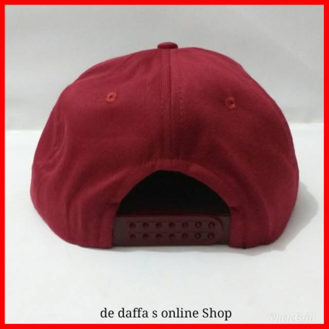 Topi Snapback Polos Dewasa Full Merah Maroon Bahan Rapel Distro Berkualitas - Merah Maroon