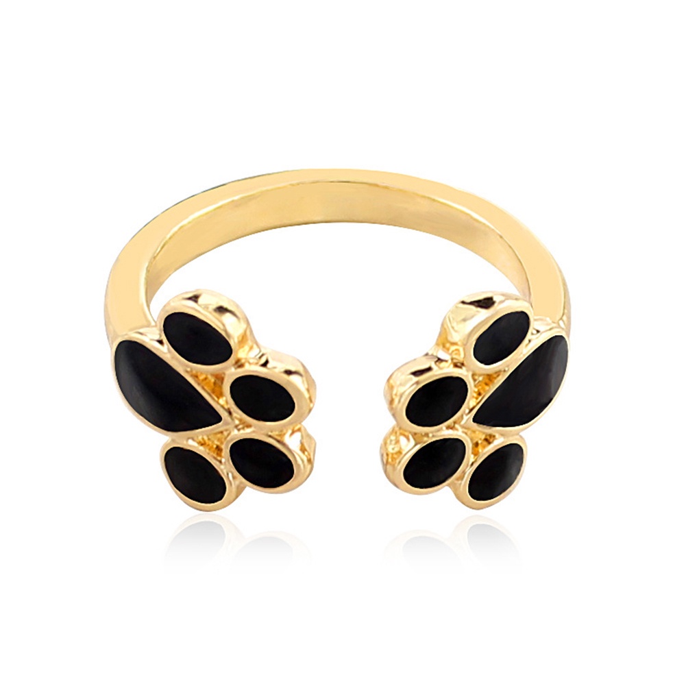 Hu Hu Hu Hu Hu Alat Bantu Pasang Kacamata♡ Cincin Open Ring Motif Telapak Kaki Anjing / Kucing Lucu Untuk Wanita