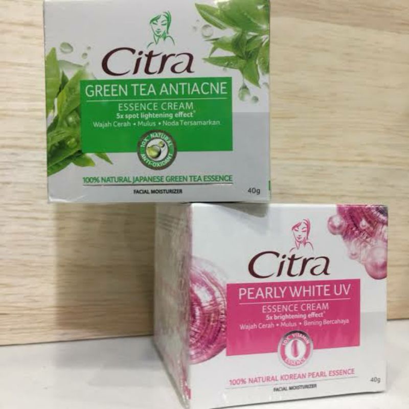 Citra Hazeline Pearly Glow UV & Citra Green Tea Anti Acne Moisturizer ( 40ml ) / Cream Citra Mutiara