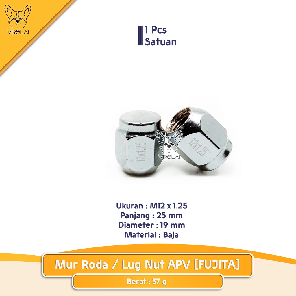 [SATUAN] Mur Roda Fujita Lug Nut APV M12 x 1.25 (Kunci 19)