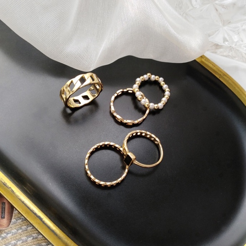 Korean Style 5Pcs/Set  Fashion Women Irregular Geometry Ring