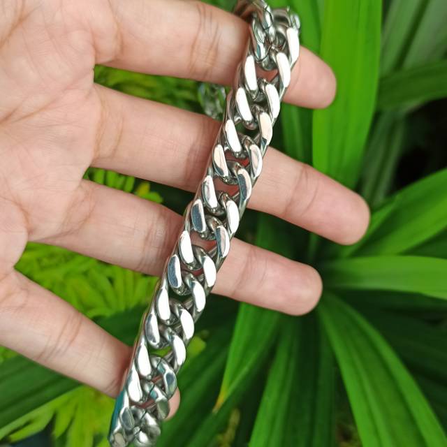 Gelang Pria cowok Rantai titanium lebar 13mm tebal 5mm