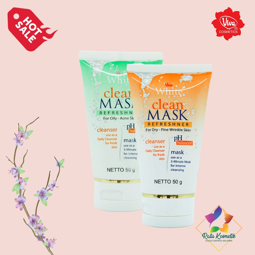 ❤ RATU ❤ Viva White Clean Mask | Face Cleanser | Masker Wajah Viva 50g (✔️BPOM)