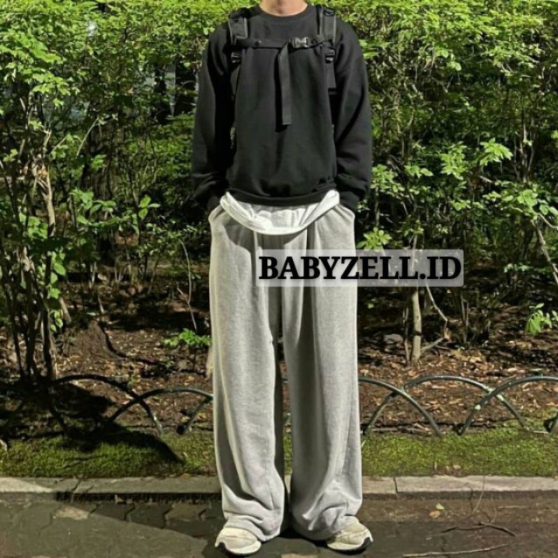 KOREAN DRAWSTING WIDE LEG OVERSIZE KULOT PRIA UTUH BIGSIZE OVERSIZE ALLSIZE S M L XL - 5XL-6