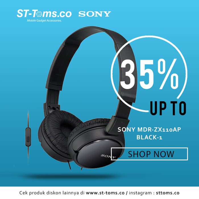 Sony MDR ZX110AP / MDR-ZX110AP / MDR-ZX110 AP Headphones - Black - Putih Best seller