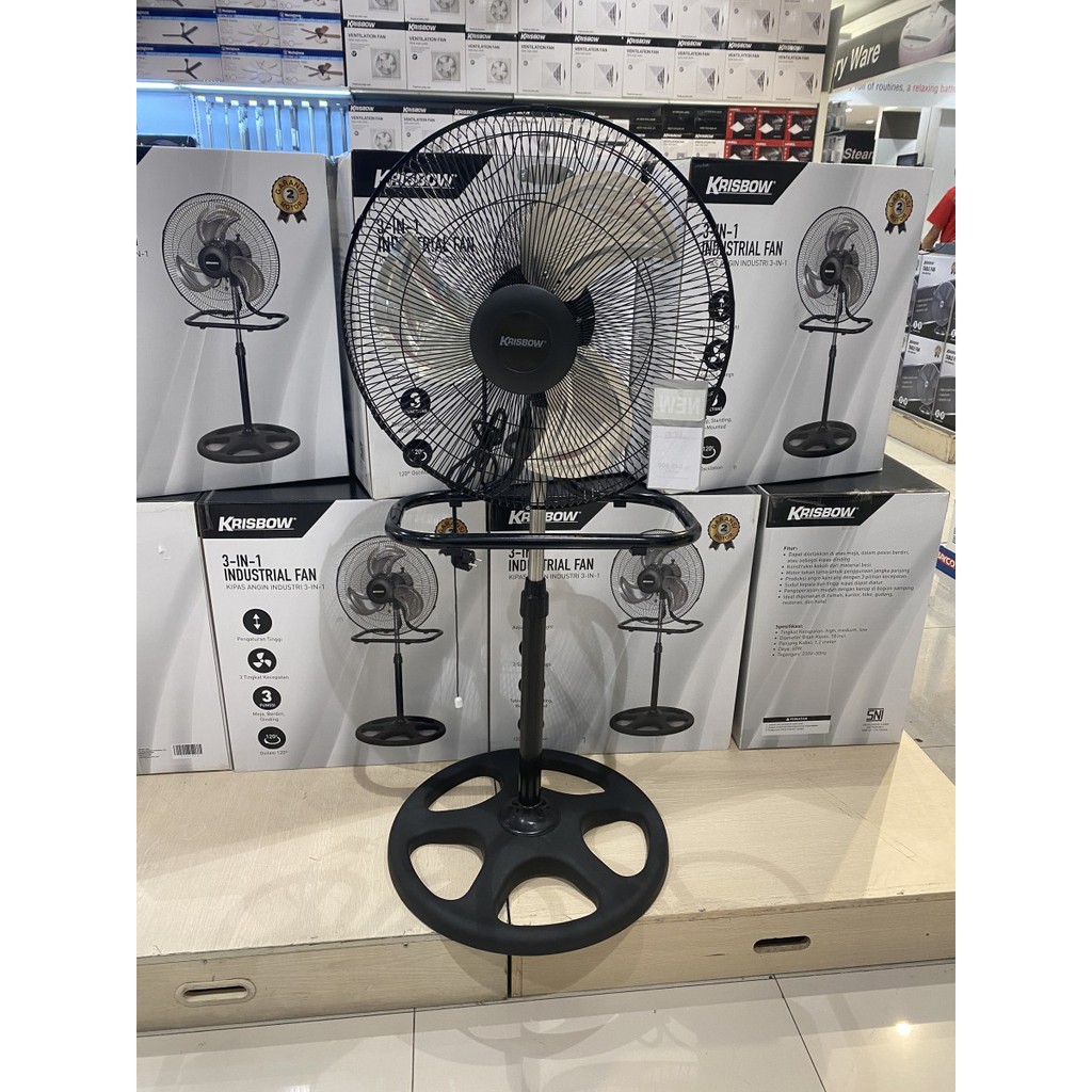 Krisbow kipas angin besi tornado 3 in 1 18 inch dinding +berdiri+duduk