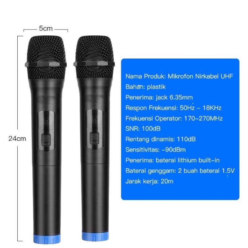 MIINII Mic Microphone Wireless Double Dan Single Sound Best Mic Tanpa Kabel