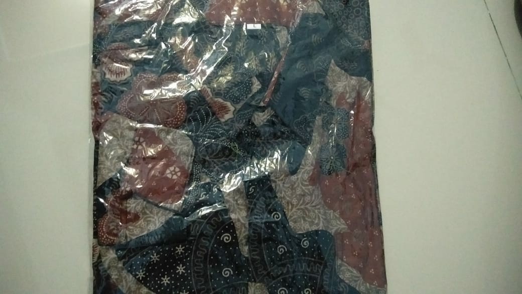 Kemeja Batik Pria Lengan Panjang Size M L Xl Xxl  Bswart Batik Hrb026 Kenongo Hem Panjang Padi