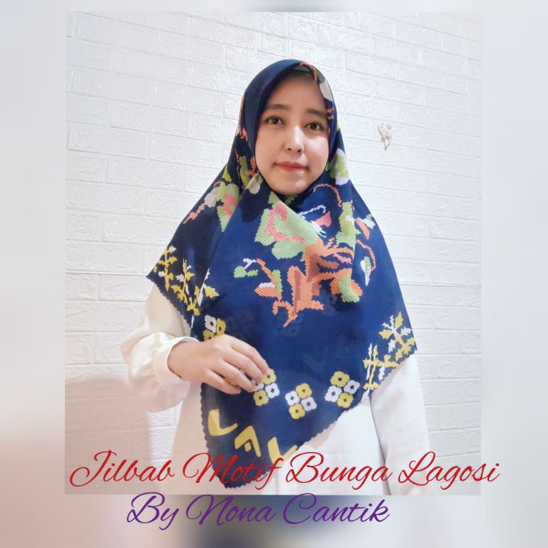 Jilbab Motif Bunga Lagosi by Nona Cantik Malebbi