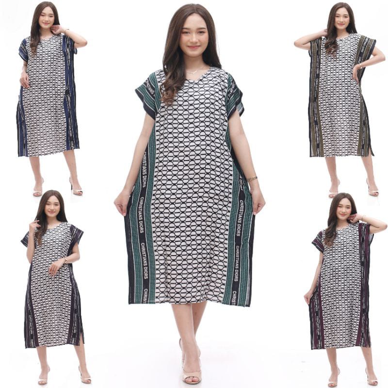 DRESS JUMBO MODEL LOWO  TERBARU KEKINIAN BAHAN RAYON NON BUSUI  LD 120CM MOTIF GUCCI&amp;DIOR