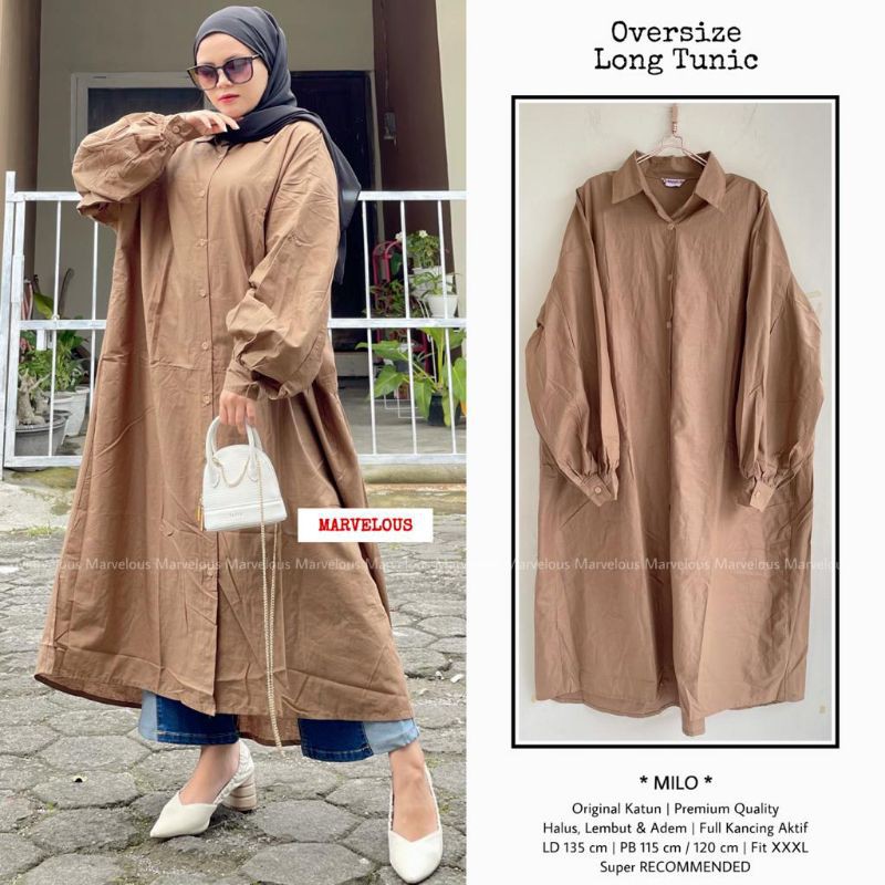 (CANTIK) OVERSIZE LONG TUNIC BY MARVELOUS / LONG TUNIC WANITA TERMURAH / ATASAN WANITA POLOS