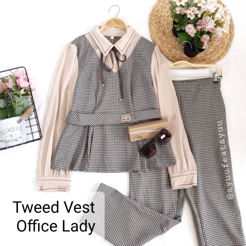 TWEED VEST OFFICE LADY