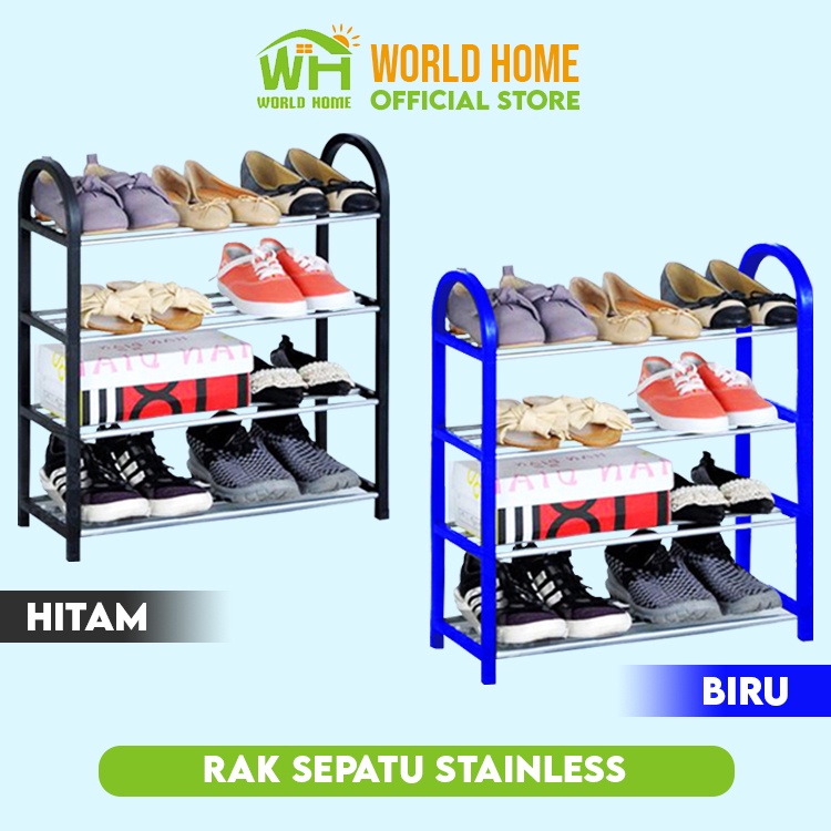 Rak Sepatu 4 Susun Rak Multifungsi Stainless Steel Mudah Dibongkar Pasang Rak Sepatu Kuat Anti Karat