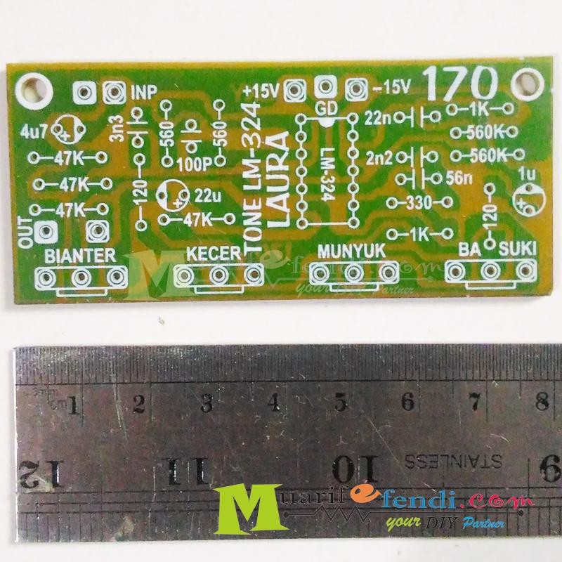 PCB Tone Control Mono IC opAmp TL074 084 LM324 Treble middle bass volume