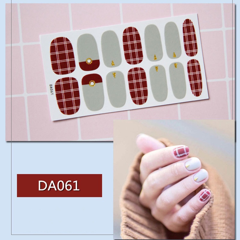 Da061-080 14pcs / Lembar Stiker Kuku Palsu 3d Untuk Nail Art Diy