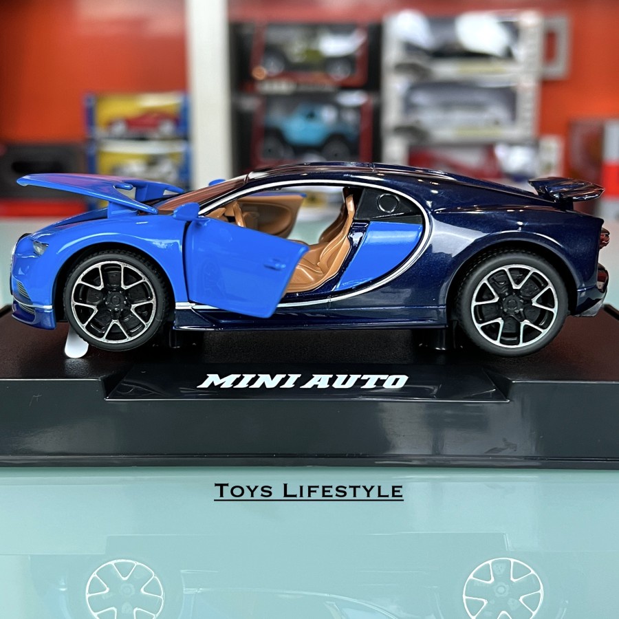 MiniAuto Diecast - Bugatti Chiron Skala 1:32 (Biru Hitam)