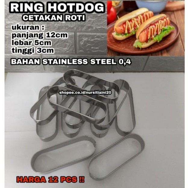 

Ring hotdog 12cm x 5cm x 3cm 12 pcs - Ring roti - Ring cutter