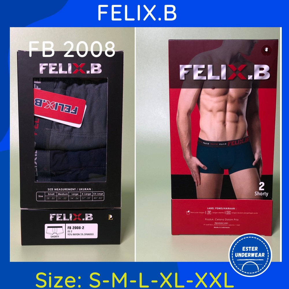 Celana  Boxer Pria Felix.B  FB 2008 ISI 2 PCS TERLARIS