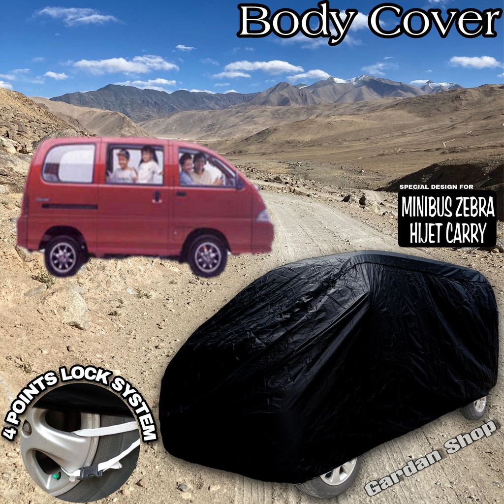 Sarung Mobil MINIBUS ZEBRA HIJET CARRY Hitam POLOS Body Cover Minibus Zebra Hijet Carry Full Black