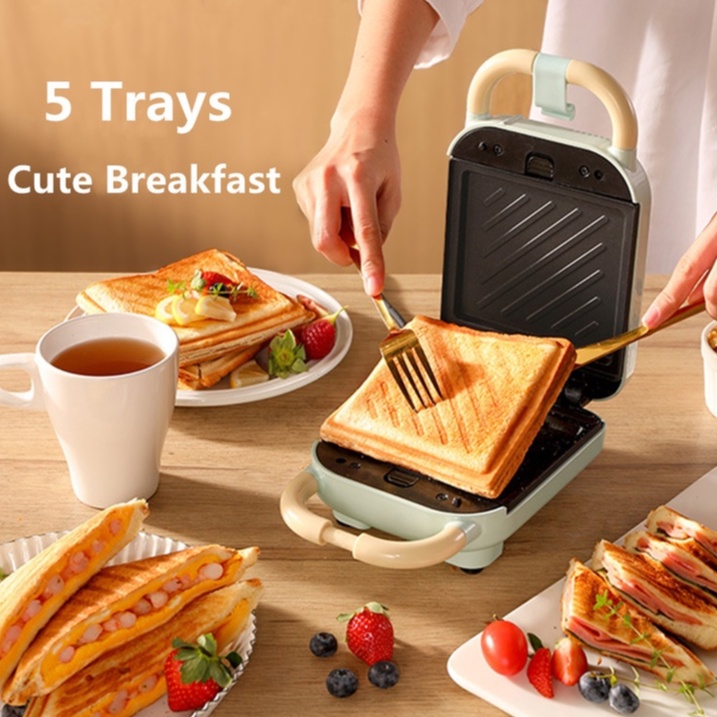 KOCHEN Waffle Maker Elektrik Sandwich 5in1 Toaster Panggang Multifungsi Roti Bakar Mini YIDPU Breakfast Machine Croffle Anti Lengket Non Sticky