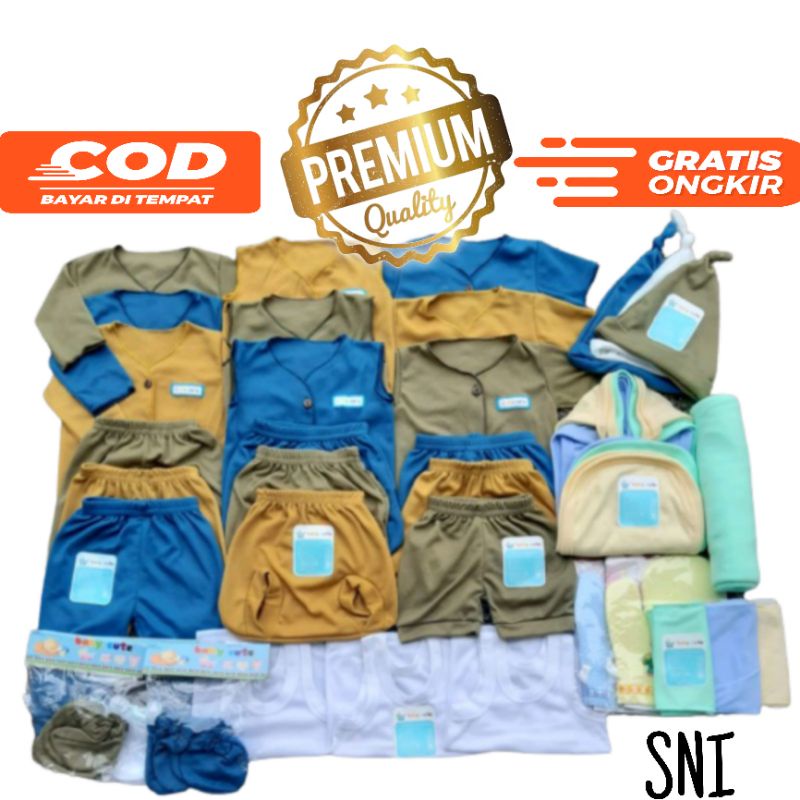 39pcs Paket Hemat Perlengkapan Baju Bayi celana kado sarung tangan Baru Lahir/Newborn Plus Bedong  Kado  SNI Promo 8.8