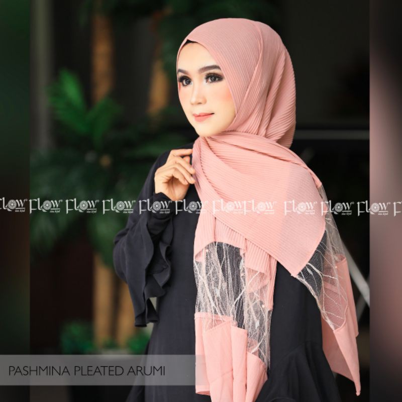 Pashmina Plisket/Pleated Arumi Mutiara Ori Flow Idea Hijab