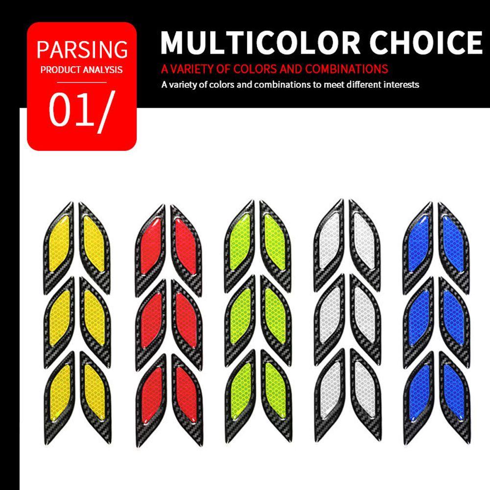 Populer 6Pcs/Set Stiker Reflektif Mobil 6Pcs Dekoratif Eksterior Mobil Universal Truk Auto Motor Safety Warning Sticker Anti Gores
