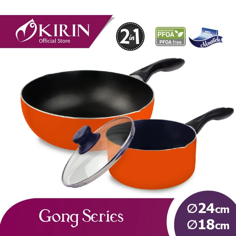 KIRIN GONG SET 2 IN 1 DEEP FRYPAN 24 CM + SAUCEPAN 18 CM