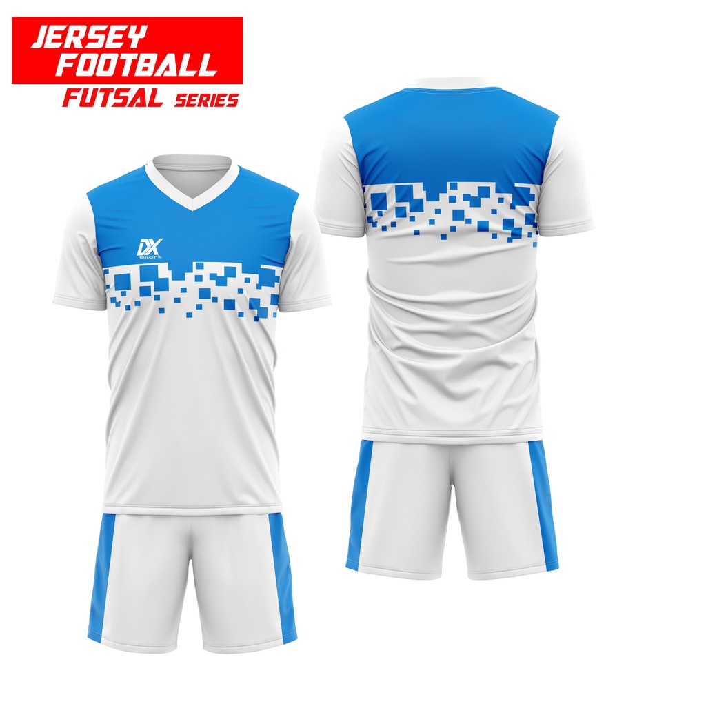 BAJU JERSEY BOLA FUTSAL DX DOZ BLUE FULLPRINTING ONE SET PREMIUM