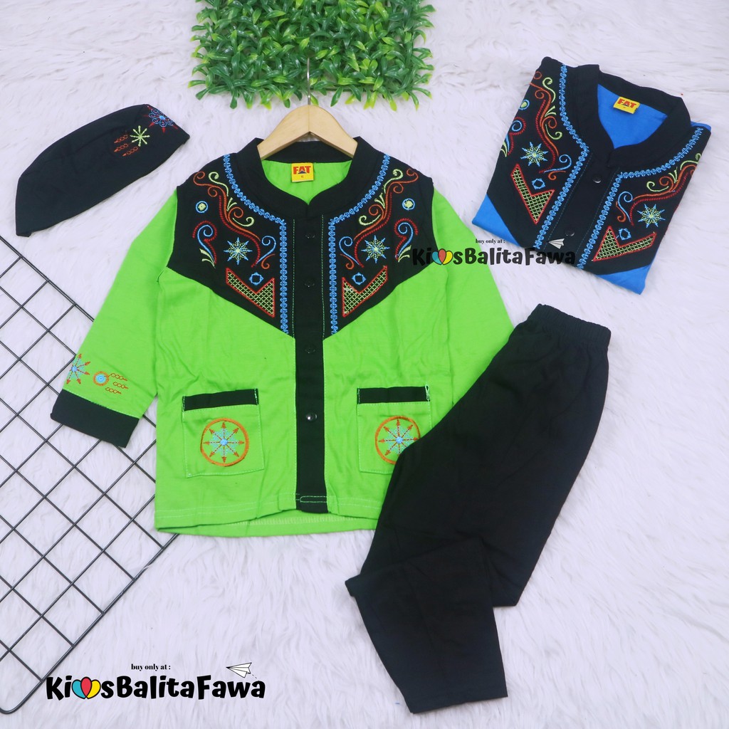 Baju Koko Kurta uk 7-8 Tahun / Setelan PREMIUM BORDIR Muslim Anak Laki Laki Polos Turki Bayi Balita