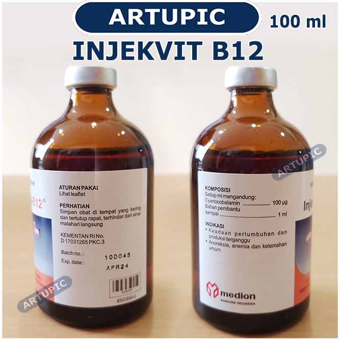 Injekvit B12 100 ml Vitamin Injeksi Kambing Sapi Anjing Babi