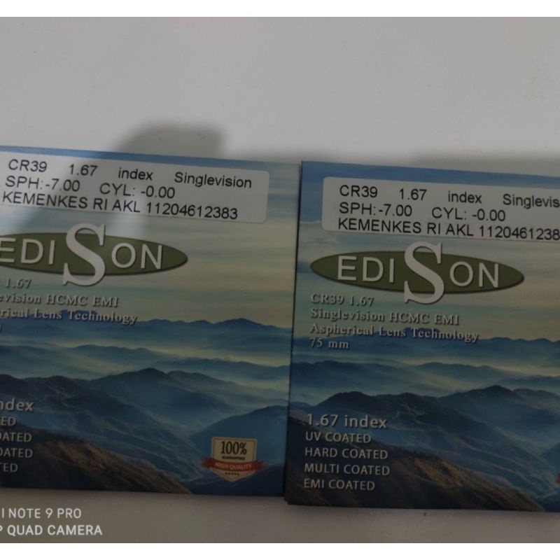 lensa kacamata H.I 167 lensa di pertipis lensa minus tinggi